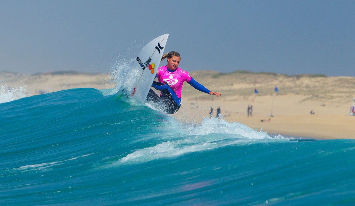 Lakey Peterson of Santa Barbara, California, USA (pictured) posted a well-deserved Round 2 victory at the Roxy Pro France, in Hossegor France, defeating Paige Hareb (NZL) on Thursday September 25, 2014. Peterson advanced into Round 3. Photo: <a href=\"https://www.aspworldtour.com/\">ASP</a>/ Poullenot