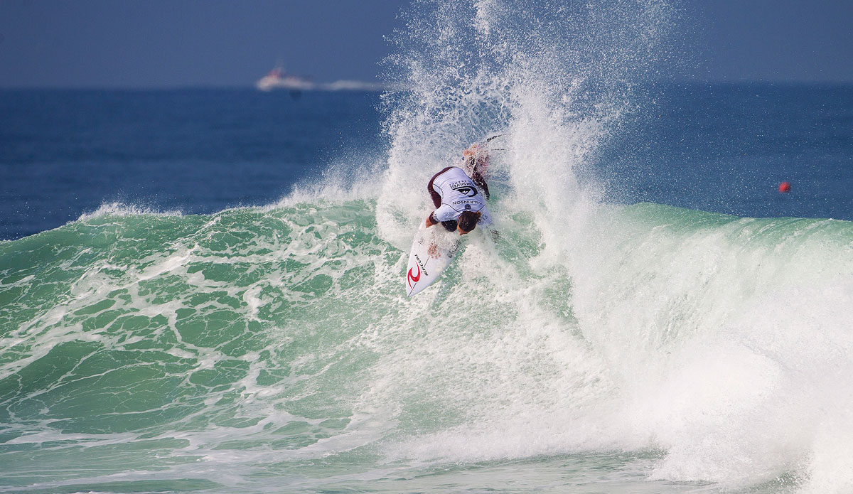 Matt Wilkinson of Copacabana, Central Coast, NSW, Australia (pictured) caused a hige upset by defeating 11X ASP World Champion Kelly Slater (USA) and wildcard Matt Banting (AUS) to advance into Round 3 at the Quiksilver Pro France on Friday September 26, 2014. Photo: <a href=\"https://www.aspworldtour.com/\">ASP</a>/ <a href=\"https://www.google.com/url?q=https://www.kirstinscholtz.com/&sa=U&ei=dw0SVPbUAYGziwKIv4GgCw&ved=0CBYQFjAA&sig2=1Yay5WaUuxsqwREA7hI1Uw&usg=AFQjCNHgLd68-84GmkH2AGuRqpTNCMt-EA\">Kirstin</a>