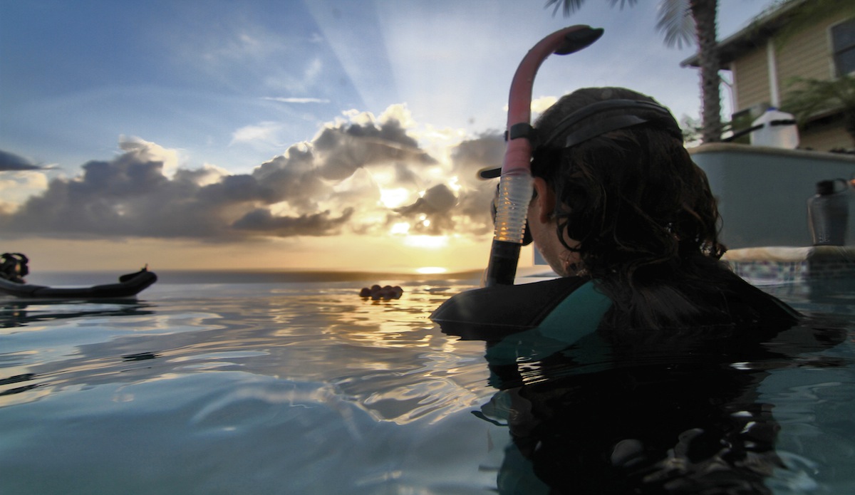 Couldn’t complain about the sunset view overlooking the Caribbean, while breathing up for a two-minute static breath hold. Photo: <a href=\"https://instagram.com/el_squid\">Anthony Dooley</a>