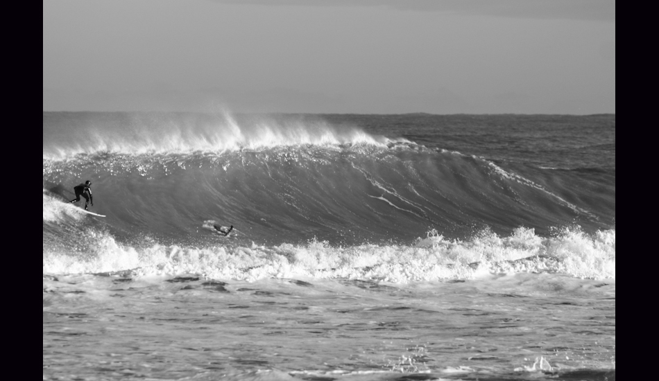 First Jetty, OBX, NC, 2010. Brett Barley dropping into a bomb. Photo: <a href=\"https://www.chrisfrickphotography.com/\" target=_blank>Chris Frick</a>

