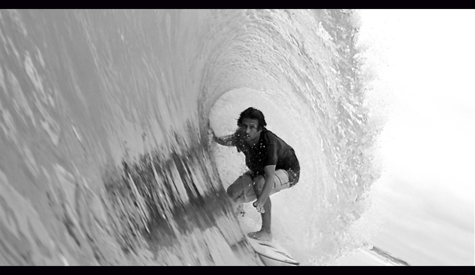 Hurricane Issac, 2012. Pictured is surf cinematographer Joe Cheshire pulling into a nice one at a favorite local spot. Photo: <a href=\"https://www.chrisfrickphotography.com/\" target=_blank>Chris Frick</a>
