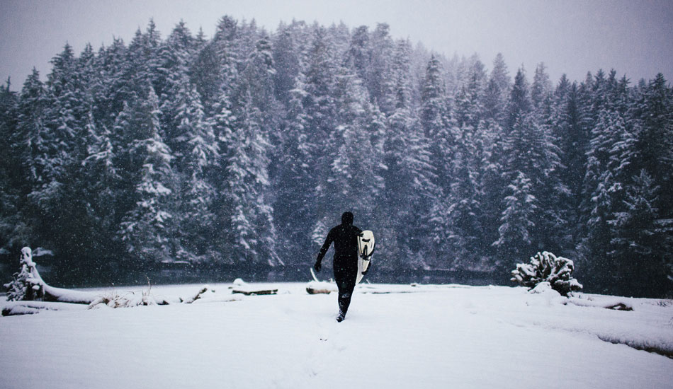 Being from Australia it is not every day (well not ever!) we get to surf when its dumping snow and -10 outside. Photo: <a href=\"https://www.gaz-art.com/\">Gary Parker</a>