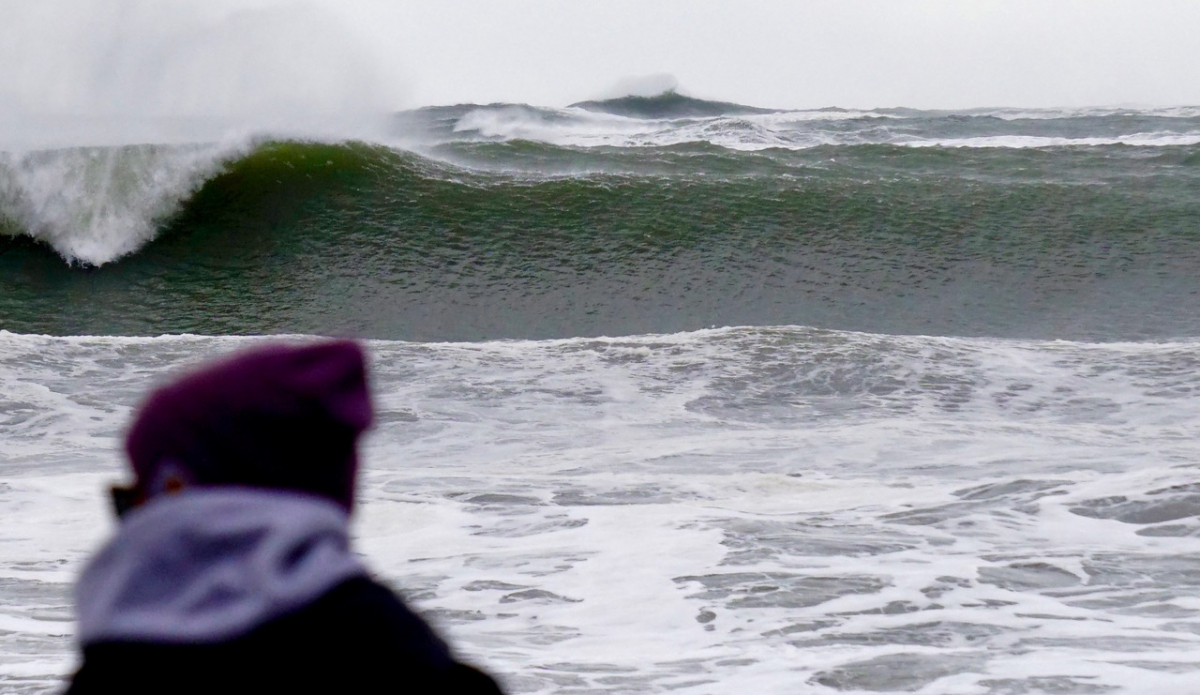 A storm trooper set - moments before unleashing it’s fury against a ridiculously inadequate man made seawall. 8 inch asphalt flutters across the sky, rocks fly like confetti. Photo: Christopher Gauthier


