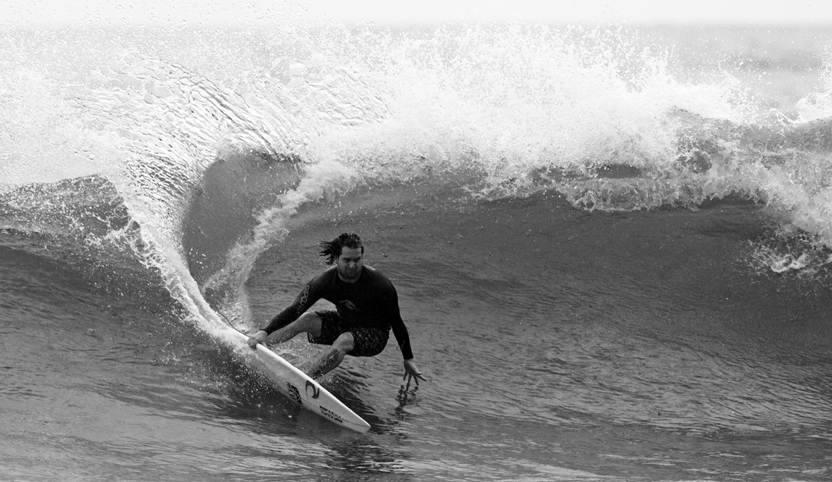 Ricky Basnett, his single fin and Black Mamba. Photo: <a href=\"https://www.gregewingphoto.com/\"> Greg Ewing</a>