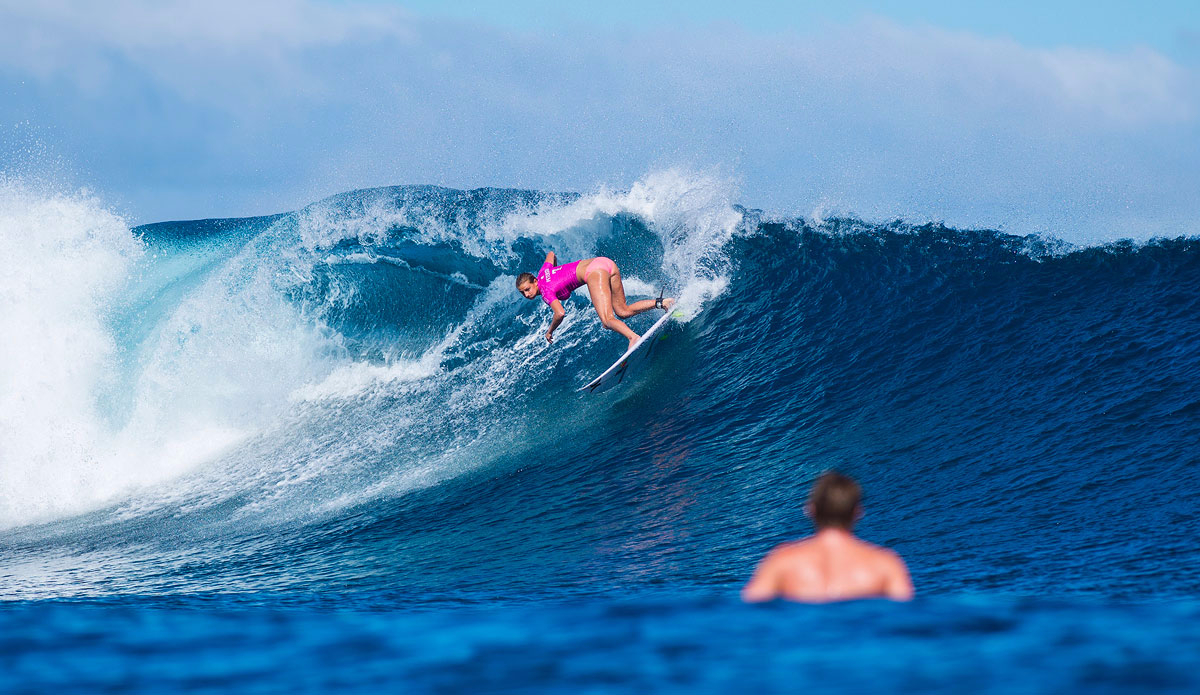 Lakey Peterson of Santa Barbara, California, USA (pictured) winning her Round 1 heat at the Womens Fiji Pro in Fiji on Monday June 1, 2015. Photo: <a href=\"https://www.worldsurfleague.com/\">World Surf League</a>