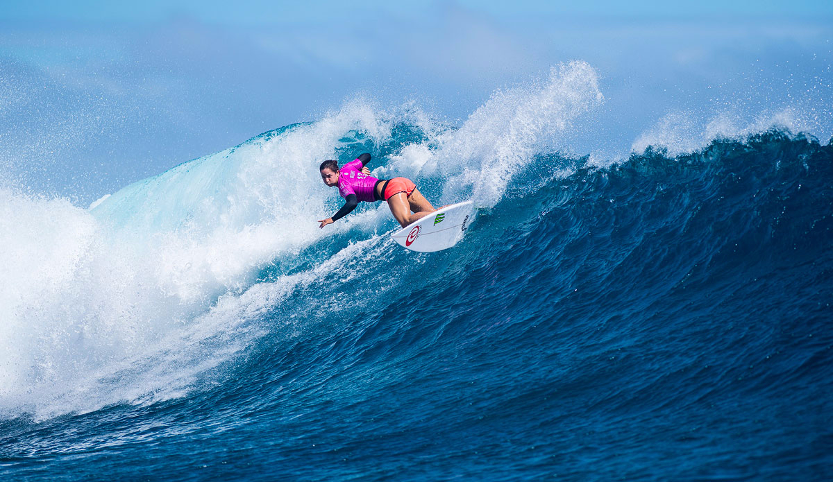  Tyler Wright of Lennox Head, NSW, Australia (pictured) winning her Round 1 heat at the Fiji Pro in Fiji on Monday June 1 , 2015. Photo: <a href=\"https://www.worldsurfleague.com/\">World Surf League</a>