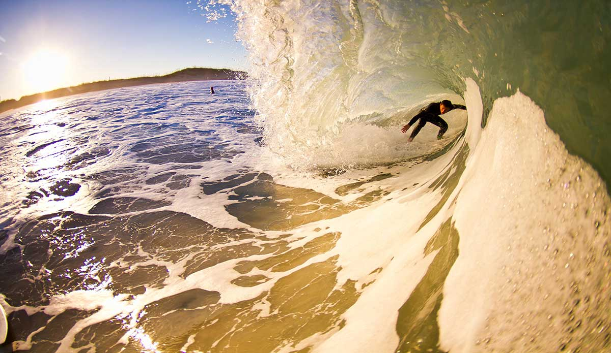 Lucas Jolly pulling in on The Outer Banks in early October of this year.  We scored a really fun session with only eight good friends out in the water. Photo: <a href=\"https://www.surferphotos.com/\">Graham Hunt</a>