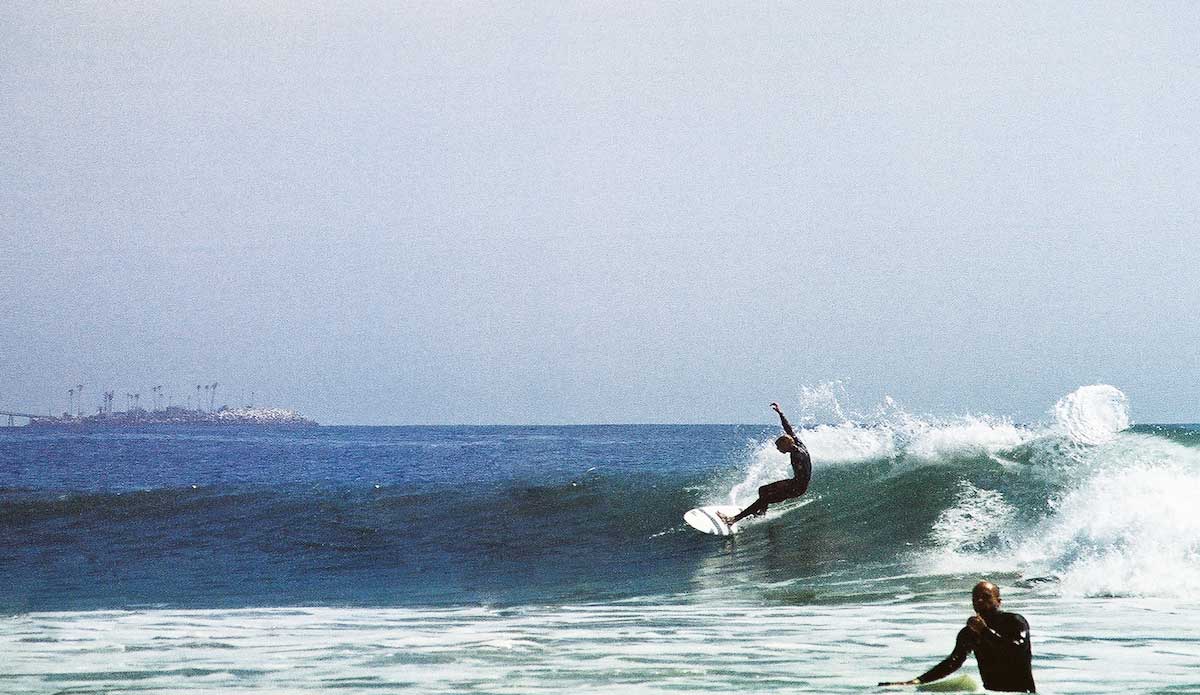 Christian George Taylor burning off some speed through the cove on a familiar winter swell. If you ever see him out in the water between sets, be sure to give him a holler. He\'s a nice guy. Photo: Gregory Swanson