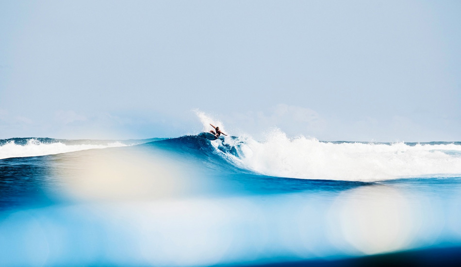 Keith Marcantuoni lays down a snap before the inside part of the wave.