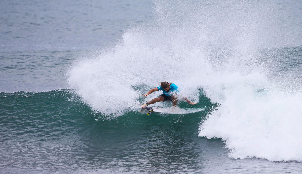 Wade Carmichael of Australia (pictured) winning the  Final of the Hawaiian Pro at Ali\'i Beach Park, Haleiwa. Photo: Masurel/<a href=\"https://www.worldsurfleague.com/\">WSL</a>