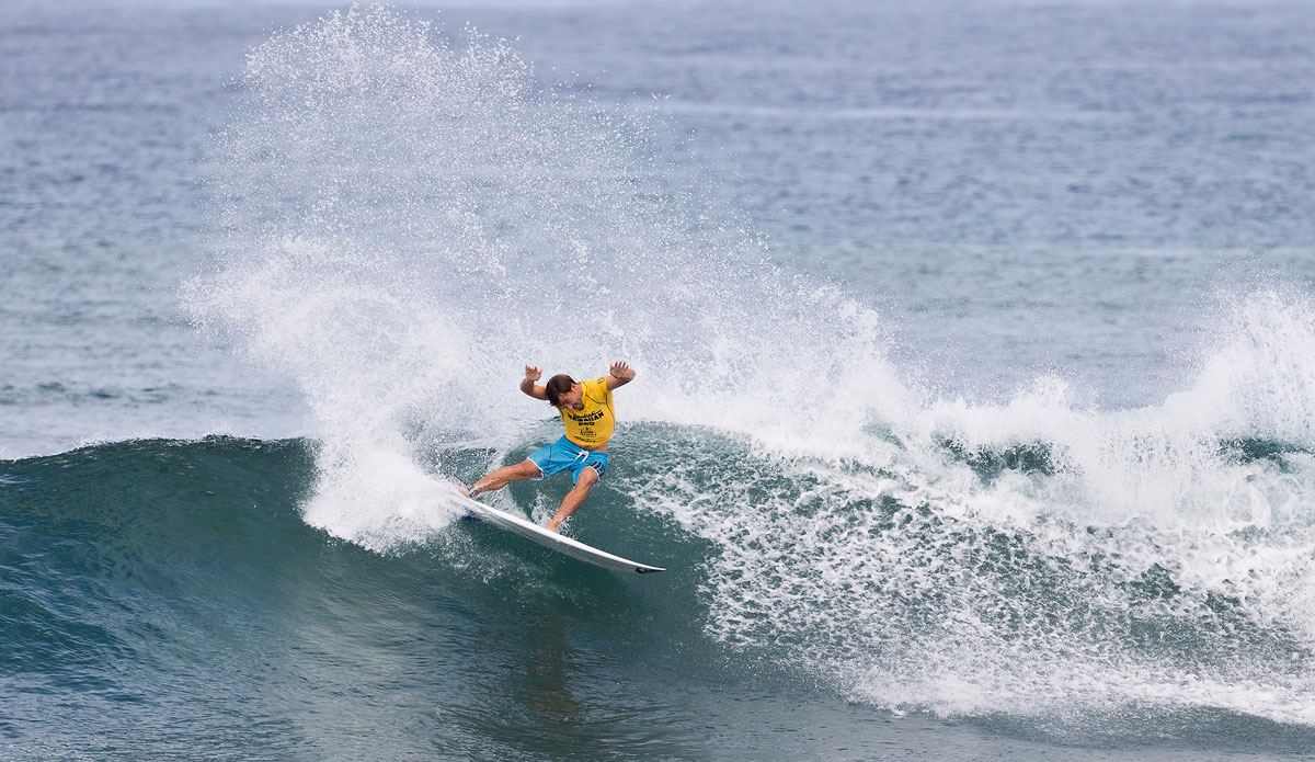 Aritz Aranburu of the Basque Country, Spain (pictured) winning his Round 1l heat at the Hawaiian Pro. Photo: <a href=\"https://instagram.com/kc80/\"> Cestari</a>/<a href=\"https://www.worldsurfleague.com/\">WSL</a>