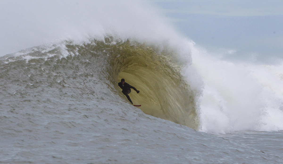 March 2015. I never thought I would put New York under the \"heavy missions\" category, but when your surfing 6-foot square tubes in 36-degree water a half mile out on a fickle outer bar, I think it deserves to be called heavy. NY is my home. I can\'t really talk too much about this spot. If you look hard enough on the 100 miles of coastline and do your homework, you just might come across this wave, or a better one. Photo: Mike Nelson