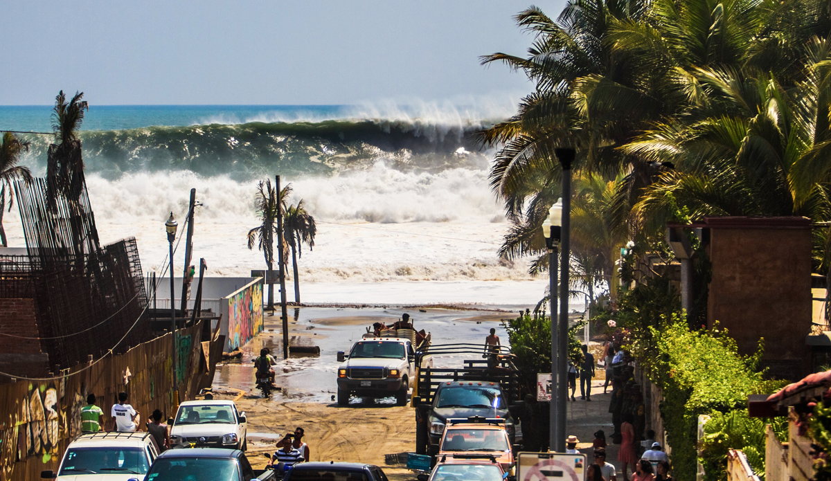 Last year, my mission to Puerto Escondido was epic. Massive XXL swell hit the South Pacific and that day was one of the biggest days Puerto has seen in a very long time. The town was flooded, the military was in the streets, and people and cars were getting swept away by the water. Locals say this was the craziest ocean they’ve ever seen in over 10 years. Every big-wave surfer around the world showed up to Zicatela Beach. Photo: <a href=\"https://www.marenelmar.com/\">Mariana Marenelmar</a>