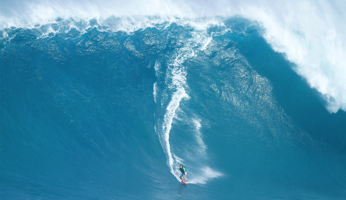 The biggest wave I\'ve ever ridden. It\'s amazing to me that all the training, all the preparation, and all the hard work is for these few seconds where you really take the leap of faith. Photo: @frankiebees

