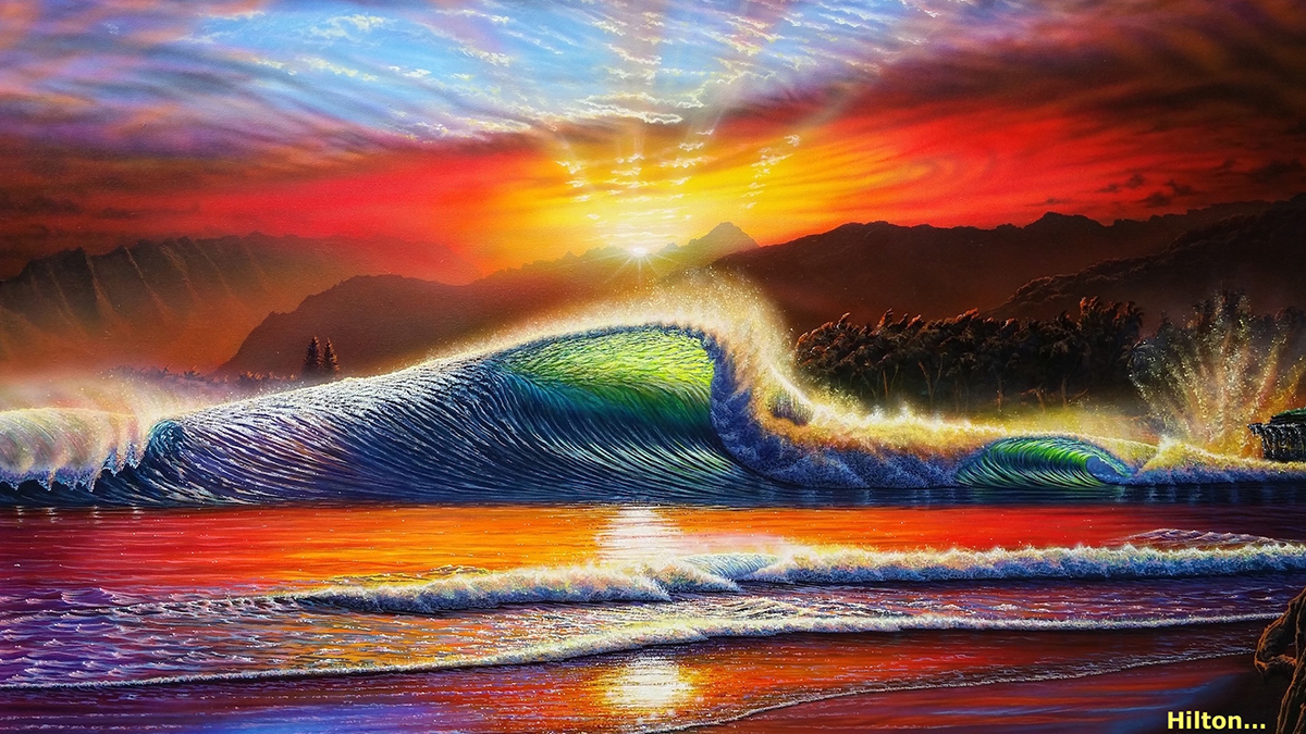 \'Pounders Beach\'. A surreal version of Pounders Beach, located on Oahu\'s northeastern shore. 