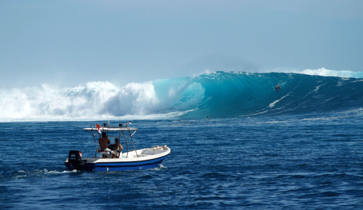 Rags Left on probably the biggest day of the trip. There was no one out, and we didn\'t realize how big it was until we were in the line up. Photo: <a href=\"https://mhoffmanphotography.com/\"> Matt Hoffman</a>  