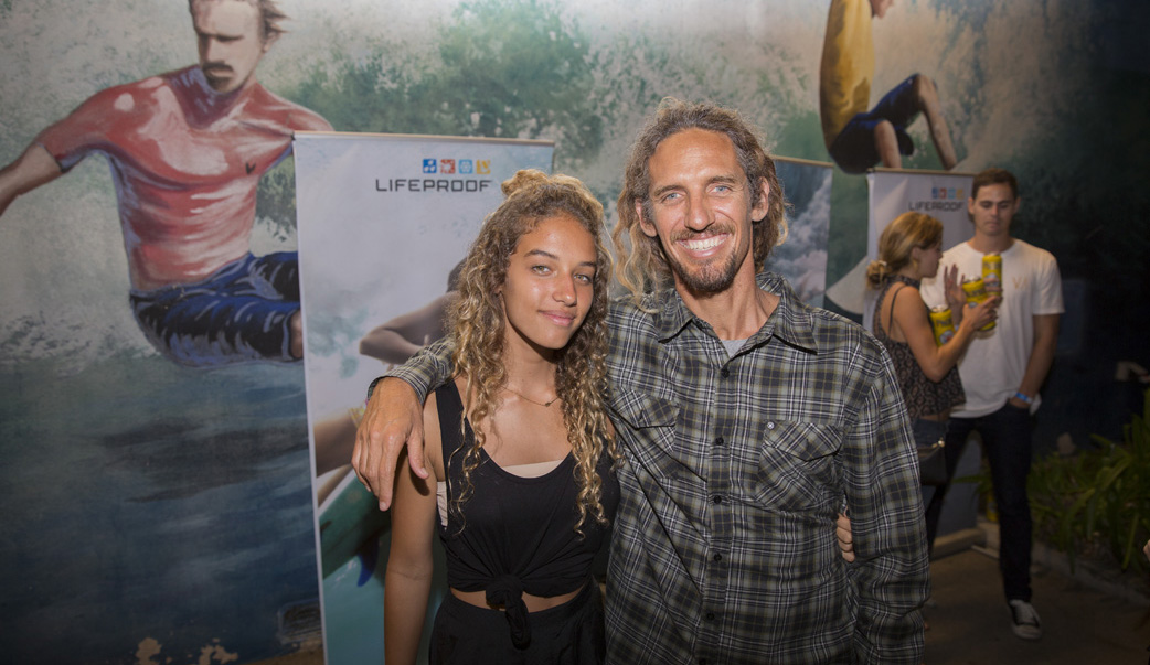 Rob Machado spreading family vibes at the International Surf Museum for the premiere of LifeProof\'s Chilo en Mexico and Holy Meola!
