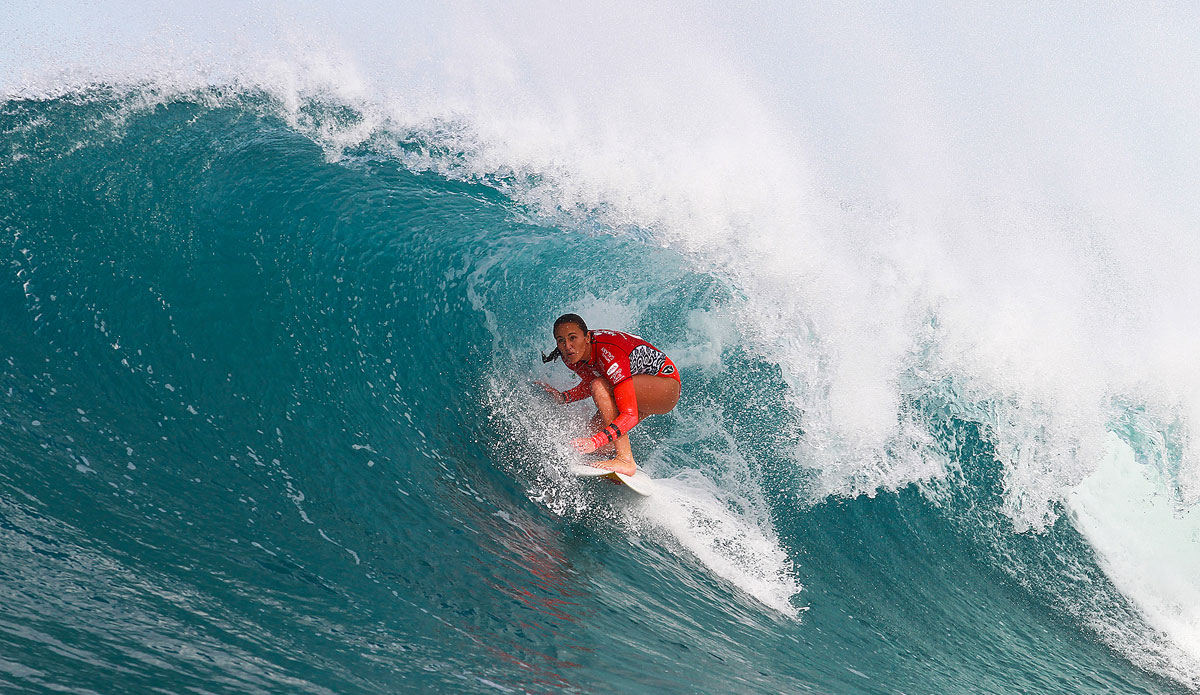 Carissa Moore of Oahu, Hawaii (pictured) won the Target Maui Pro defeating Tyler Wright (AUS) in the final at Honolua Bay, Maui, Hawaii on Thursday November 27, 2014. Moore won the heat with a near perfect 9.73 and 8.50 scores (out of 10.00). Photo: <a href=\"https://www.aspworldtour.com/\">ASP/Masurel