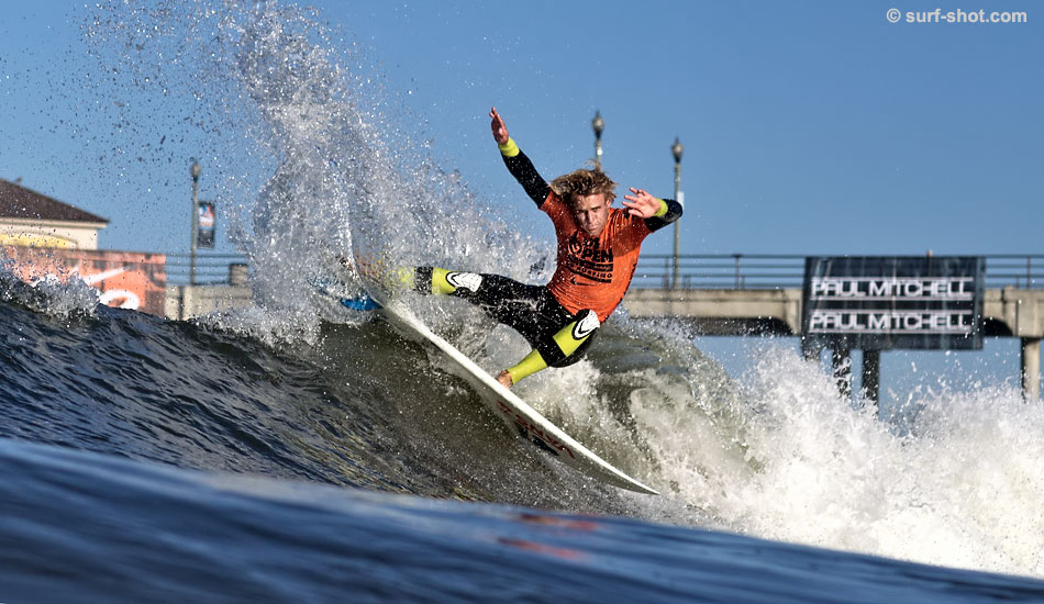 Patrick Gudauskas, washing off the back foot. Photo: Chuck Schmid/<a href=\"https://surf-shot.com/\" target=\"_blank\">Surf-Shot.com</a>