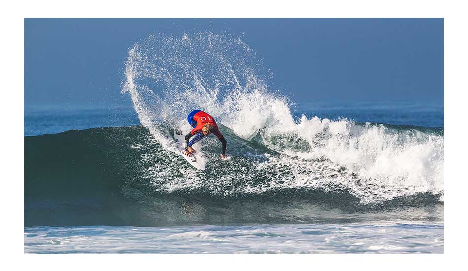 Ace\'s momentum out of Tahiti was broken as he went down to Lowers local Pat Gudauskas. Photo: <a href=\"https://thehurleypro.com/\">Hurley</a>