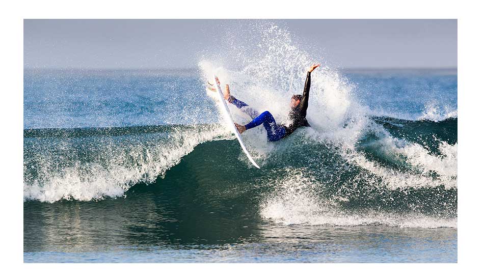 Alejo Muniz gets violent with the end section. Photo: <a href=\"https://thehurleypro.com/\">Hurley</a>