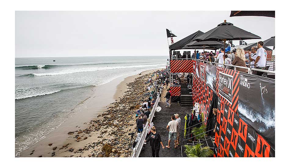 Quite the perspective from the contest site. Photo: <a href=\"https://thehurleypro.com/\">Hurley</a>