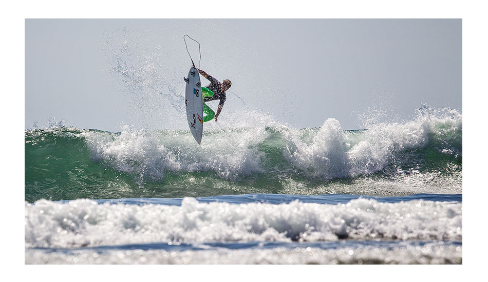 Julian Wilson threw so many rotating airs that there was no one fan that couldn\'t recite all of his sponsors for you. Photo: <a href=\"https://thehurleypro.com/\">Hurley</a>