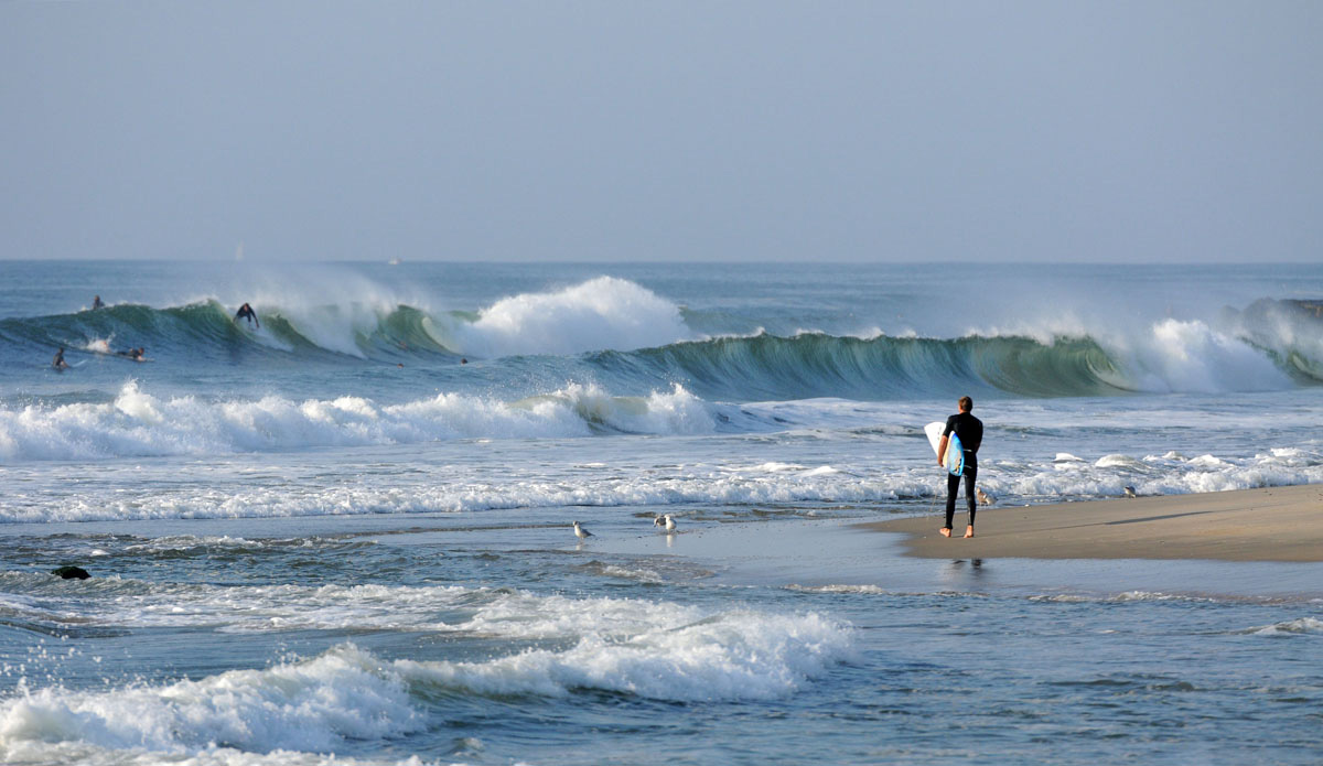 Finding the right spot was the hardest part of this hyped swell. Sets were fairly consistent with long, clean lines. Photo: <a href=\"https://shoreshotimages.zenfolio.com/\">Mary Dunham</a>