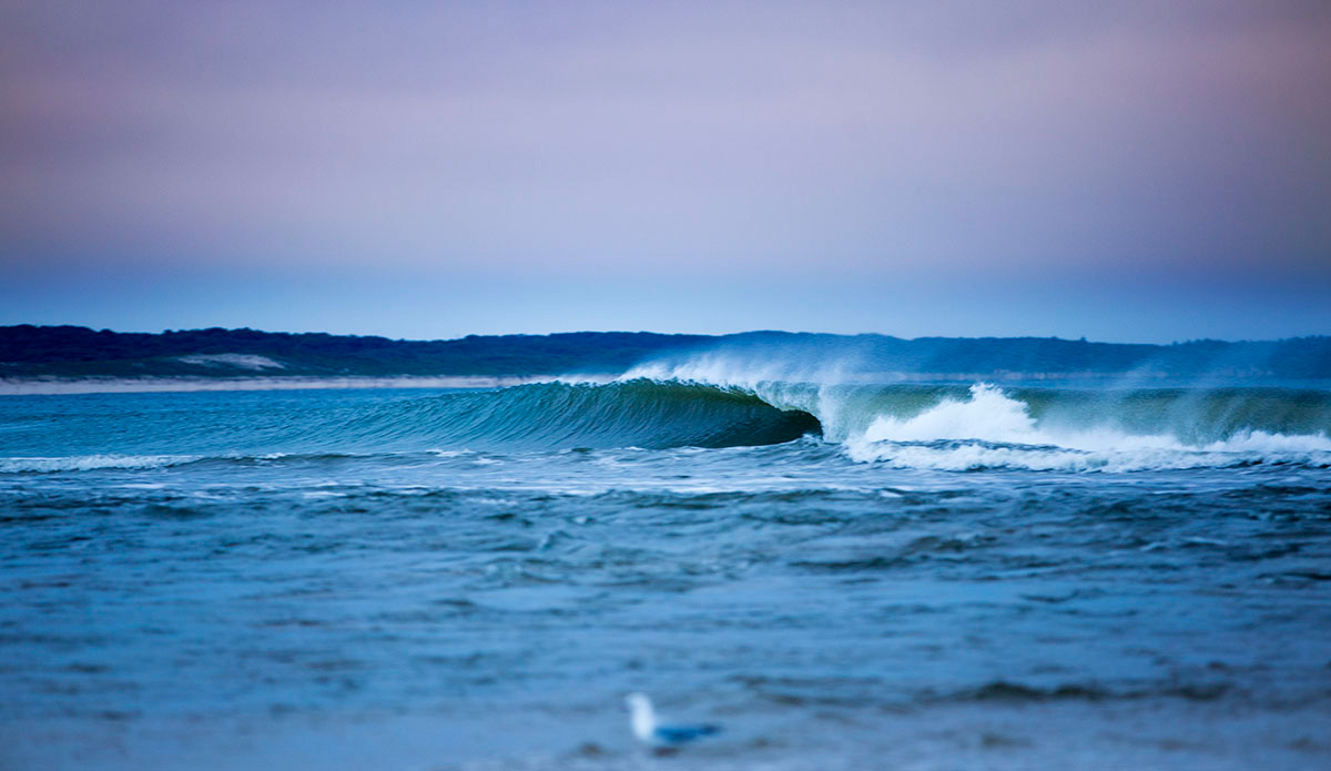 Nice lineup. Crazy colors in the clouds. Photo: Ian Tyley