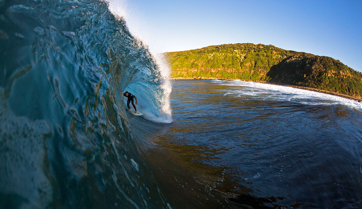 Robert Coote in a perfect lineup. One of the best days out at my local break. Photo: Ian Tyley