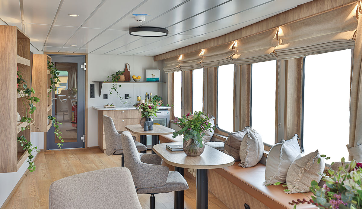 The forward lounge of the Vikingfjord. Photo: Supplied 