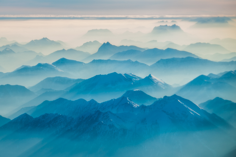 Sunrise over the Austrian Alps.