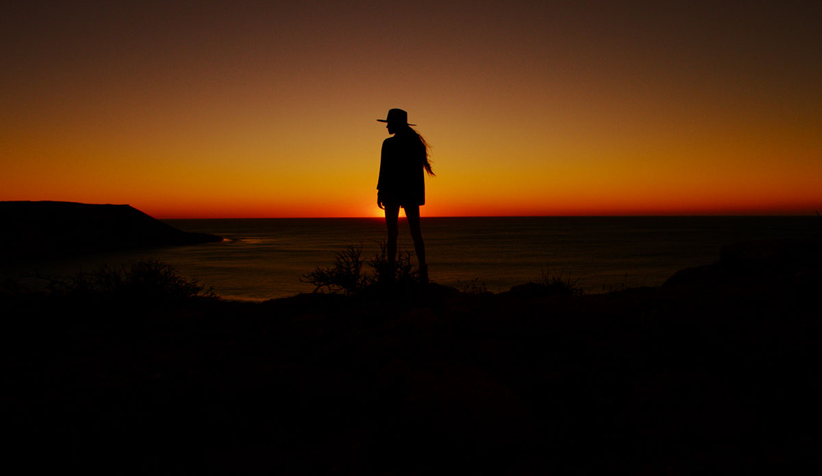 Imogen Caldwell, at her childhood home in Red Bluff. Situated far north up the coast of Western Australia, this territory is where the Outback meets the sea, space is ample, and wildlife is everywhere. Photo: <a href=\"https://www.morganmaassen.com/\">Morgan Maassen</a>