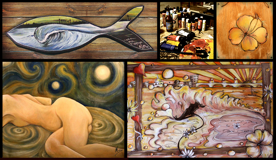 The ocean, surfing, nature, and music are all motivations for Long\'s art.