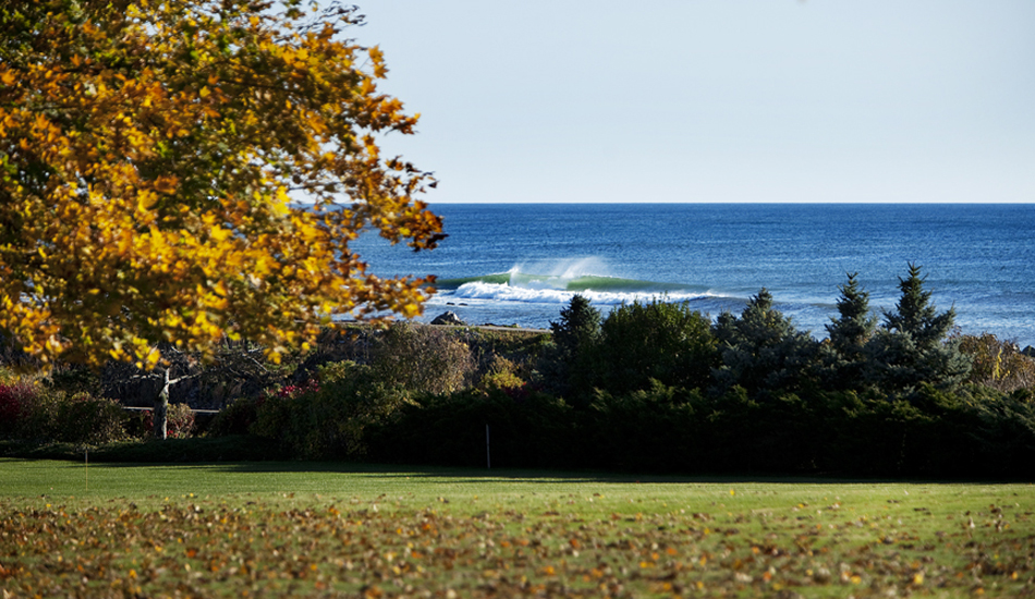 October foliage and a clean point break surf in New Hampshire. Photo: <a href=\"https://www.briannevins.com/\" target=_blank>Brian Nevins</a>