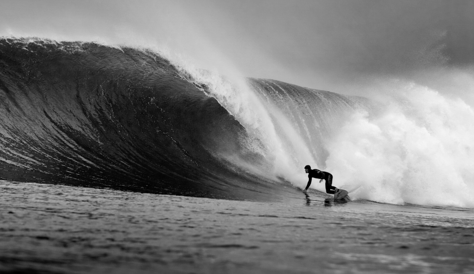 Raph Bruhwiler on a wave that he helped find. This spot breaks a lot in the winter time, but you need low pressure for offshore winds. That means a lot of rainy days here. Photo: <a href=\"https://www.jeremykoreski.com/\" target=_blank>Jeremy Koreski</a>
