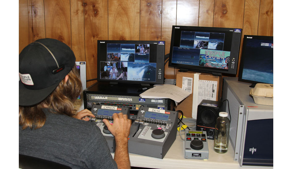 The waves you may have missed, or wanted a second view of, are edited here for webcast replays. That perfect, slow motion barrel you enjoyed a second time was brought to you from this desk.