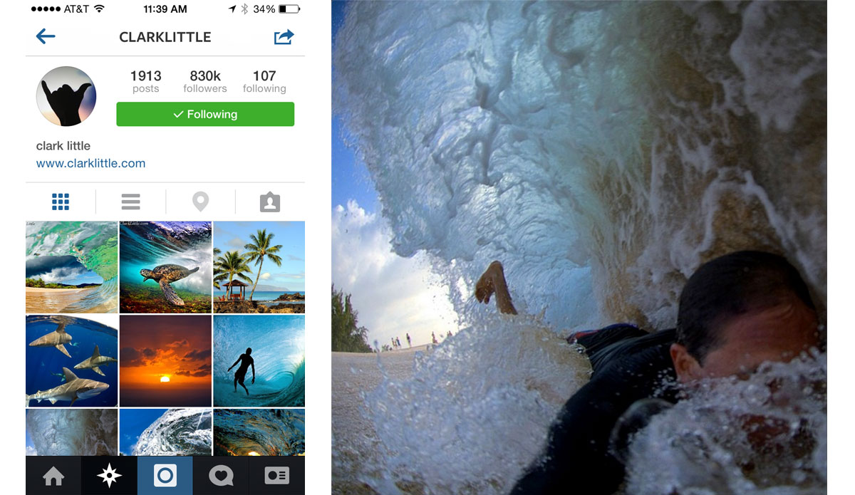 Aside from the empty, perfect shorebreak he\'s known for, Clark also takes a mean selfie. Photo: <a href=\"https://instagram.com/clarklittle\">Clark Little Instagram </a>