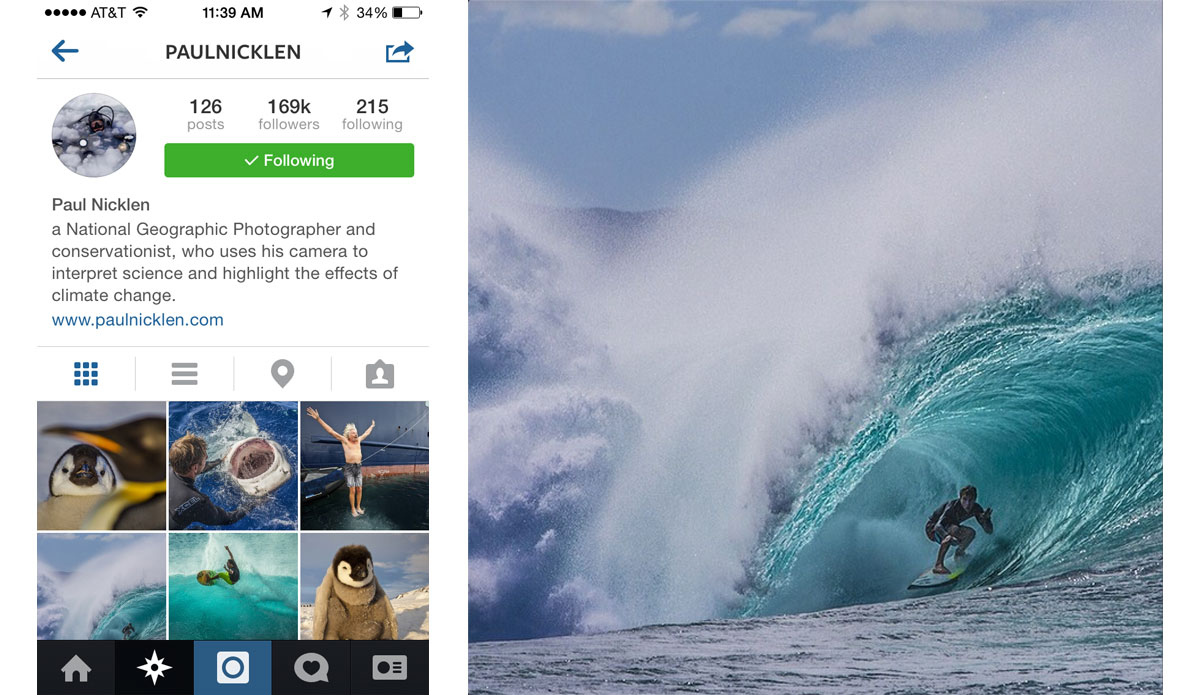 A staff photographer for National Geographic, Paul Nicklen shoots plenty of interesting things – surf being one. This is Mark Healey at Pipe. Photo: <a href=\"https://instagram.com/paulnicklen\">Paul Nicklen Instagram</a>