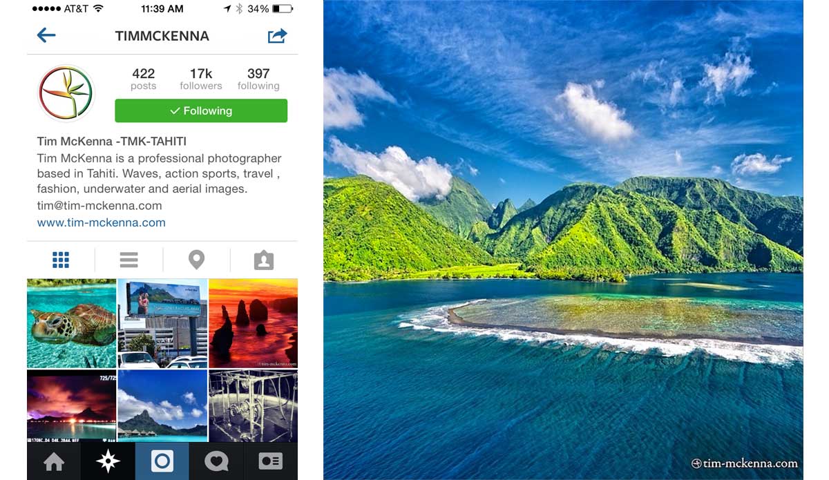 Modern postcards? Tim McKenna has plenty. The beauty of Tahiti never gets old. Photo: <a href=\"https://instagram.com/timmckenna\">Tim McKenna Instagram</a>