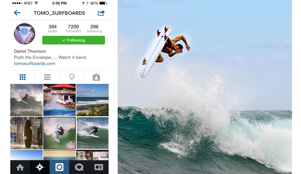 Surfboard porn\'s kinkier cousin. Shaper Daniel Thomson shows off his weird yet highly functional craft, and him riding them, for a well-rounded feed. Photo: <a href=\"https://instagram.com/tomo_surfboards\">Tomo Surfboards Instagram</a> 