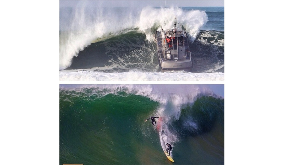 Ocean Beach (above) and Mavericks (below). Safe to say this swell delivered. Photo: <a href=\"https://www.instagram.com/davewassel\">@davewassel</a>