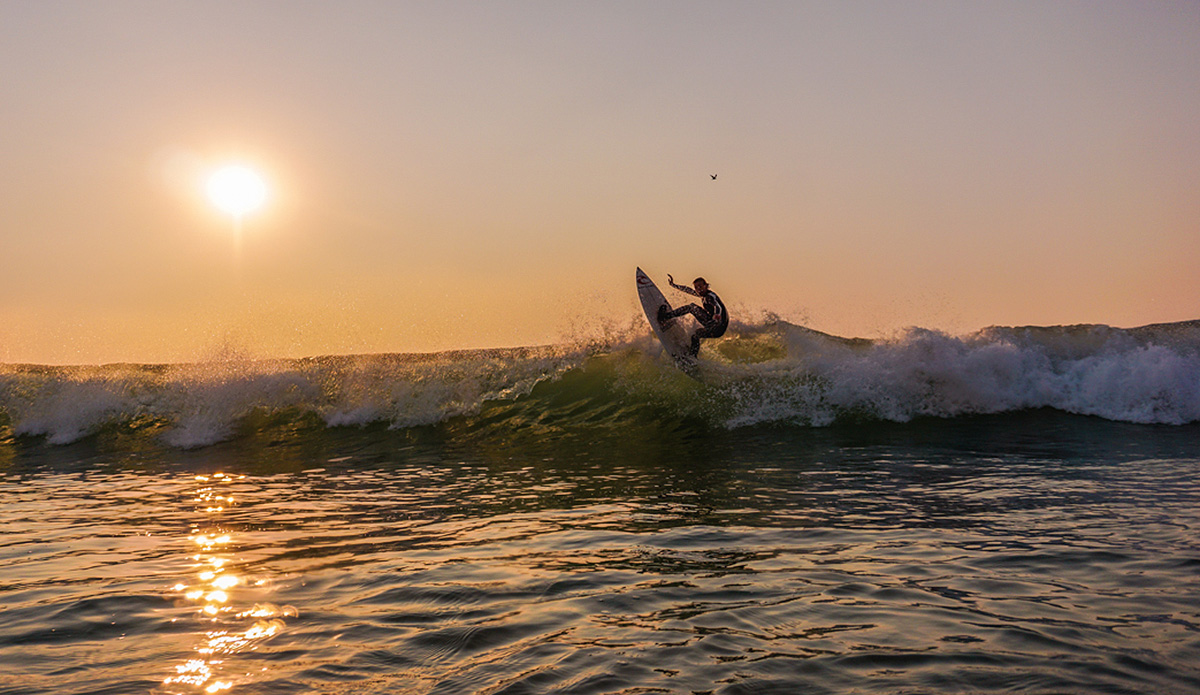 Rex Hill doing a snap off of a small wave at Ocean Beach in the early months of winter. Photo: Jack Bober