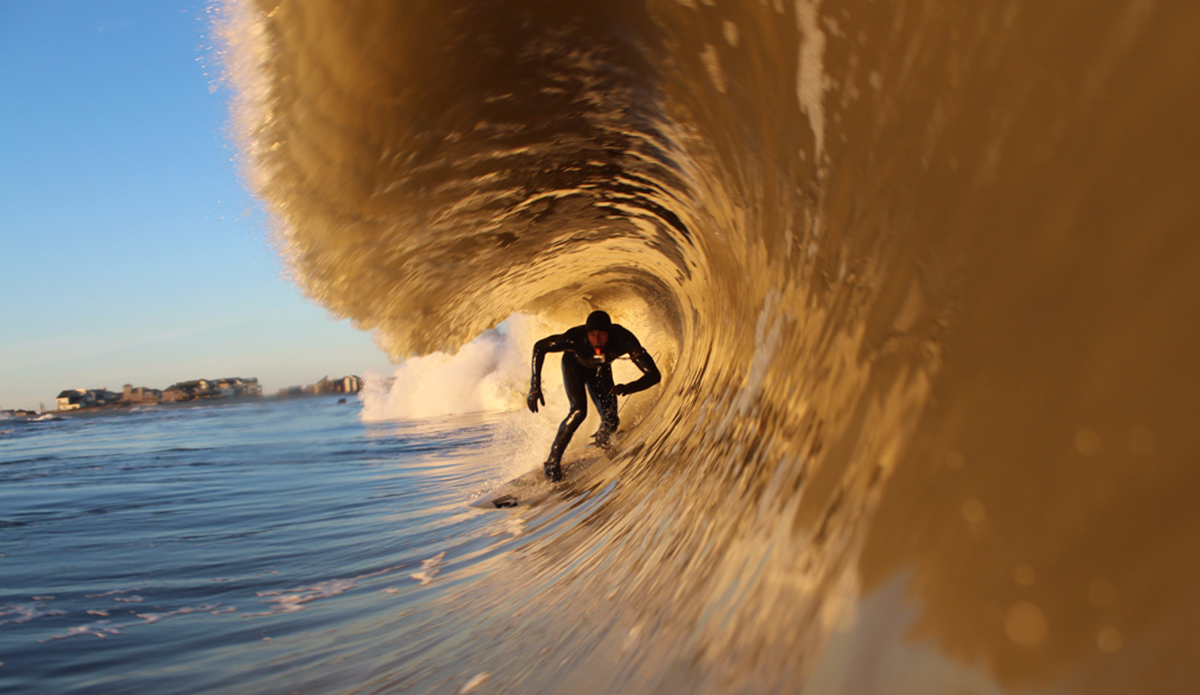 Brett Barley at his home break in Buxton, NC. Brett is one of my favorite surfers, so when I got to shoot with him on this epic day, I was geekin\' out. He had 2 Gopro of the world entries from this evening in January of 2015. Photo: <a href=\"https://instagram.com/zlottyphoto/\">Jake Zlotnick</a>