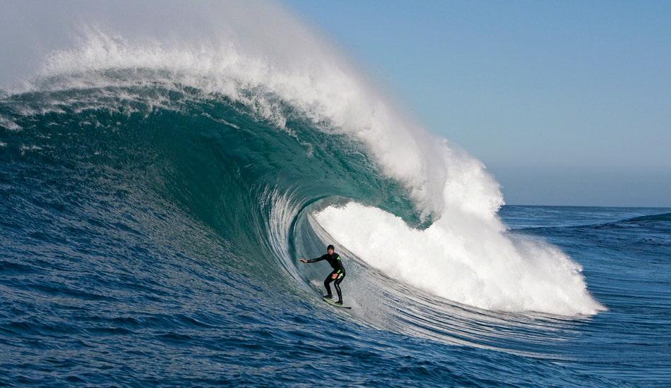 Greg Long, HItchcock\'s, 2010. Greg is one of the more calculated surfers on the planet, an attribute that helps him greatly in his quest to ride the biggest, most perfect surf you can ride.  Photo: <a href=\"https://www.photomurray.com/\" target=_blank>Jason Murray</a>.