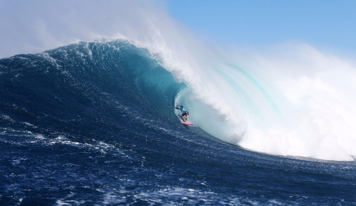 Billy Kemper of Maui, Hawaii WINNING (pictured)  the Peahi Challenge in Maui, Hawaii. Photo: <a href=\"https://instagram.com/kc80/\"> Cestari</a>/<a href=\"https://www.worldsurfleague.com/\">WSL</a>