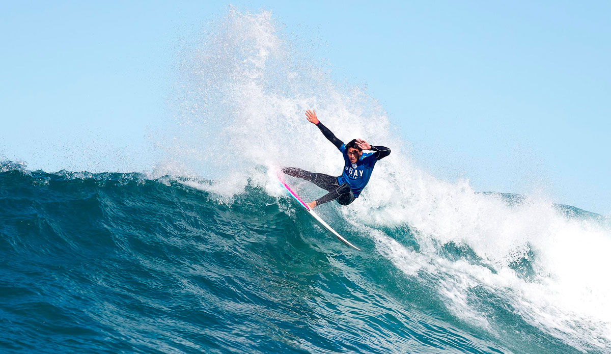 Jeremy Flores of Capbreton, France (pictured) placed third in his Round 1 heat of the Jeffreys Bay Open, being defeated by John John Florence (HAW) and Bede Durbidge (AUS), Florence will surf in Round 2 where a win is required to avoid elimination. Photo: <a href=\"http://www.aspworldtour.com/\">ASP</a>/Cestari