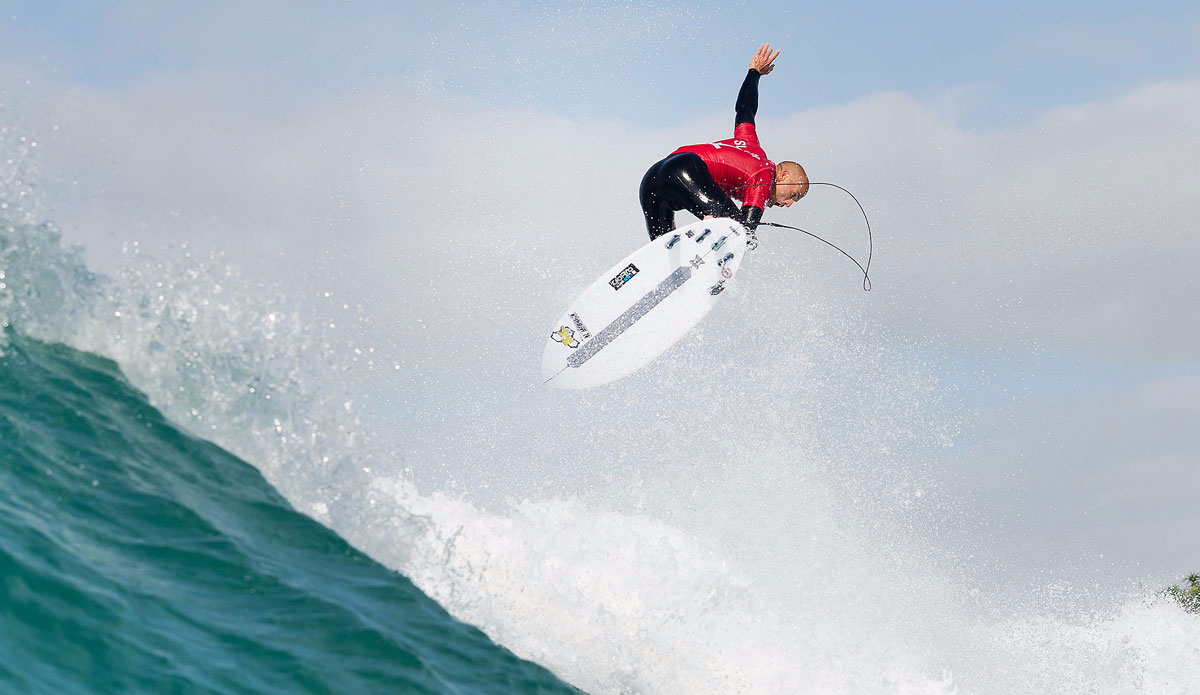 Kelly Slater of the United States (pictured) advanced directly to Round 3 of the JBay Open at Supertubes, Jeffreys Bay, South Africa today, defeating Australians Matt Wilkinson and Glenn Hall with a heat total of 17.00 points (out of a possible 20.00) which included two high scoring 8.83 and 8.17 point rides (both out of a possible 10.00). Photo: <a href=\"https://www.worldsurfleague.com/\">WSL</a>/<a href=\"https://instagram.com/kc80\">Cestari</a>