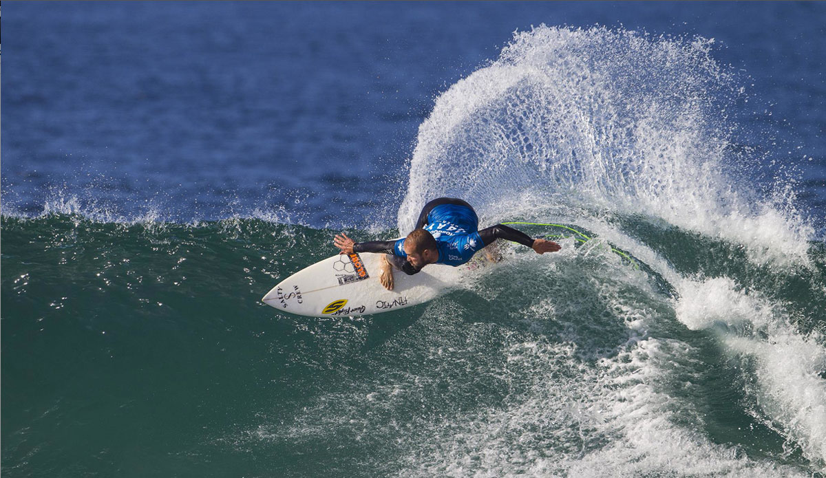 CJ Hobgood of Florida, USA (pictured) caused a huge upset on Day 5 of the J-Bay Open defeating local favourite and defending J-Bay Open Champion Jordy Smith (ZAF) during Round 3 on Monday July 14, 2014. Hobgood advanced into Round 4 where he placed third against Alejo Muniz (BRA) and Mick Fanning (AUS) but will surf again in Round 5. Photo: <a href=\"https://www.aspworldtour.com/\">ASP</a>/<a href\"https://www.kirstinscholtz.com/\">Kirstin Scholtz</a>