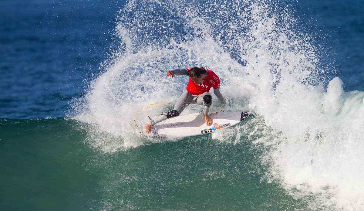 Jordy Smith of Durban, South Africa (pictured) suffered a massive upset when he was defeated by CJ Hobgood (USA) during Round 3 of the J-Bay Open on Monday July 14, 2014. Smith posted an excellent 8.00 ride (out of ten) but failed to find a second high scoring ride and was eliminated from the event. Photo: <a href=\"https://www.aspworldtour.com/\">ASP</a>/<a href\"https://www.kirstinscholtz.com/\">Kirstin Scholtz</a>